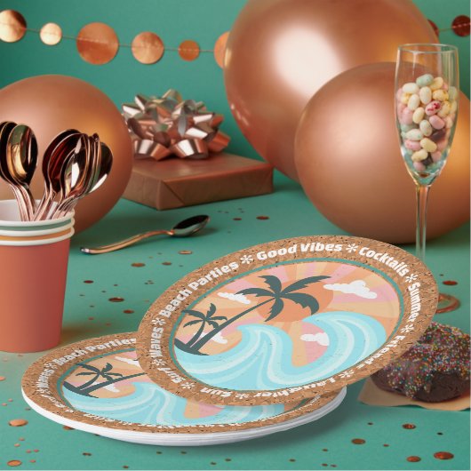 Tropische palmbomen op het eiland Hawaiian op de z Papieren Bordje (Multi)