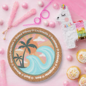 Tropische palmbomen op het eiland Hawaiian op de z Papieren Bordje (Feest)