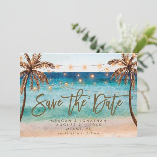 tropische palmbomen op het strand , behalve de dat bedankkaart (Staand voorkant)