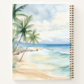 Tropische palmbomen op het strand golven zakelijk  notitieboek (Achterkant)