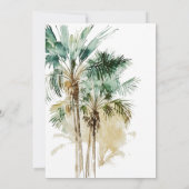 Tropische palmbomen op het strand Moderne bruiloft Kaart (Achterkant)