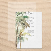 Tropische palmbomen op het strand Moderne bruiloft Vellum Uitnodigingen