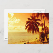 Tropische palmbomen op het strand op het briefkaar briefkaart (Voorkant / Achterkant)
