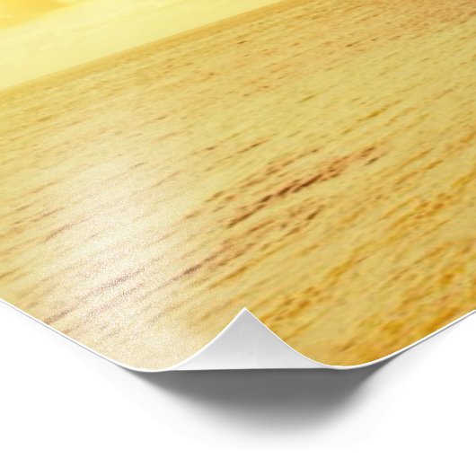 Tropische palmbomen op het strand op zonsonderste  foto afdruk (Hoek)