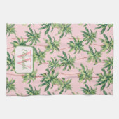 Tropische palmbomen op roze gepersonaliseerd theedoek (Horizontaal)