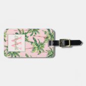 Tropische palmbomen op roze monogram bagagelabel (Voorkant horizontaal)