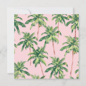 Tropische palmbomen op roze monogram notitiekaartje (Achterkant)