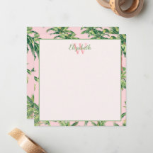 Tropische palmbomen op roze monogram
