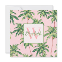 Tropische palmbomen op roze monogram