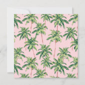 Tropische palmbomen op roze monogram notitiekaartje (Achterkant)
