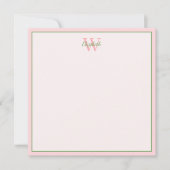 Tropische palmbomen op roze monogram notitiekaartje (Voorkant)