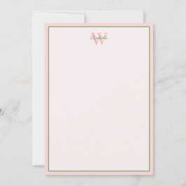 Tropische palmbomen op roze monogram notitiekaartje