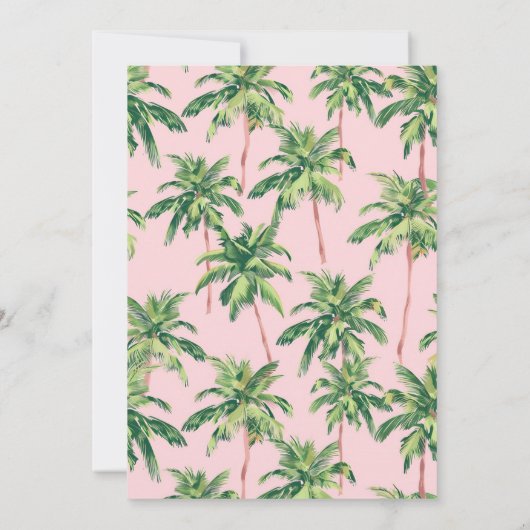Tropische palmbomen op roze monogram notitiekaartje (Achterkant)