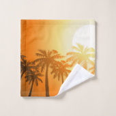 Tropische palmbomen op zonsondergang bad handdoek (Wasdoekje)