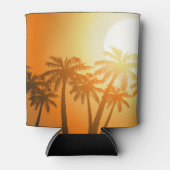Tropische palmbomen op zonsondergang blikjeskoeler (Voorkant)