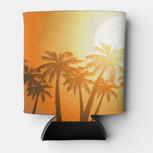 Tropische palmbomen op zonsondergang blikjeskoeler (Voorkant)