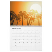 Tropische palmbomen op zonsondergang kalender (Feb 2027)