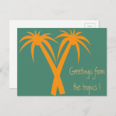 Tropische palmbomen oranje zomer briefkaart (Voorkant / Achterkant)