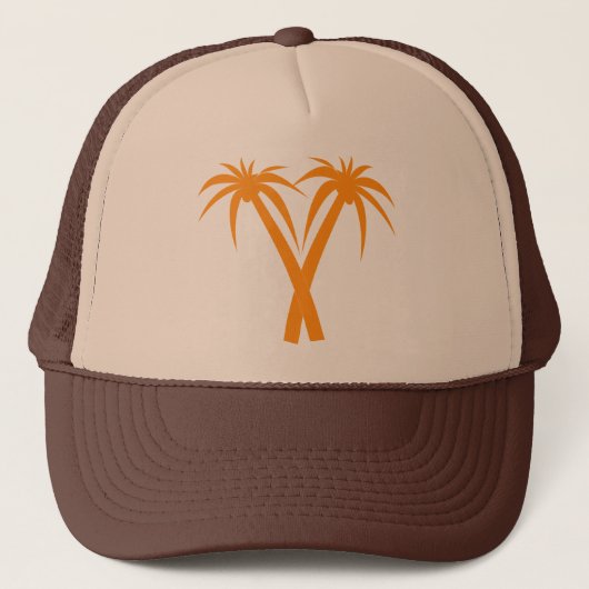 Tropische palmbomen oranje zomer trucker pet (Voorkant)
