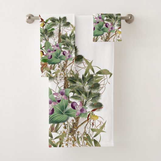 Tropische palmbomen Orchid Flowers Bath Towel Set Bad Handdoek (Insitu)