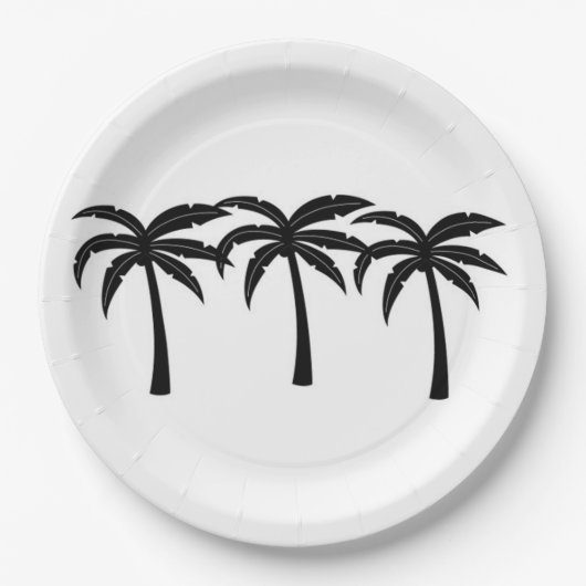 Tropische palmbomen papieren bordje (Voorkant)