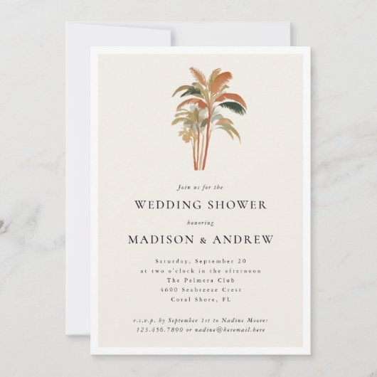 Tropische Palmbomen Pastel Boho Trouwdouche Kaart (Voorkant)