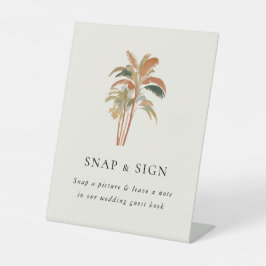 Tropische palmbomen Pastel Boho Wedding Signage Reclamebord Met Voetstuk