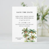 Tropische palmbomen plat opslaan de datum save the date (Staand voorkant)