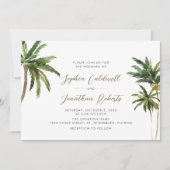 Tropische palmbomen QR Code Destination Wedding Kaart (Voorkant)