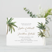 Tropische palmbomen QR Code Destination Wedding Kaart (Staand voorkant)