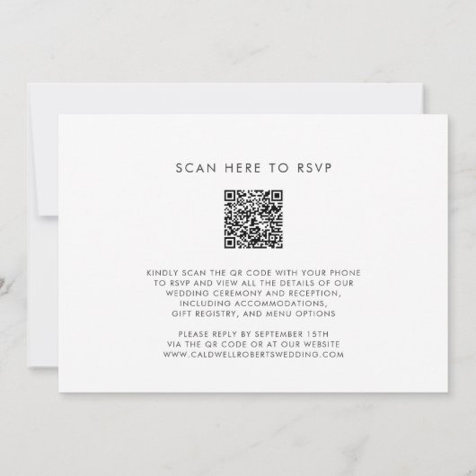 Tropische palmbomen QR Code Destination Wedding Kaart (Achterkant)