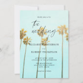 Tropische Palmbomen Retro Kust Strand Huwelijk Kaart (Voorkant)