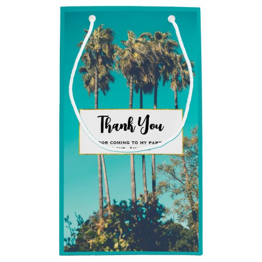 Tropische palmbomen Retro Party Dank u Klein Cadeauzakje (Achterkant)