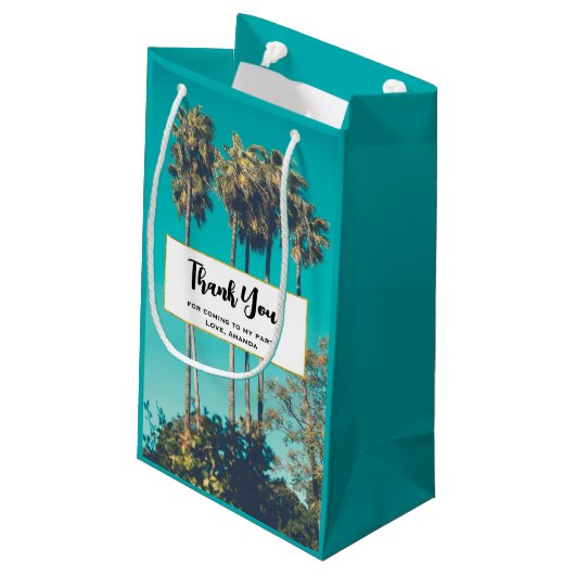 Tropische palmbomen Retro Party Dank u Klein Cadeauzakje (Achterkant Gekanteld)