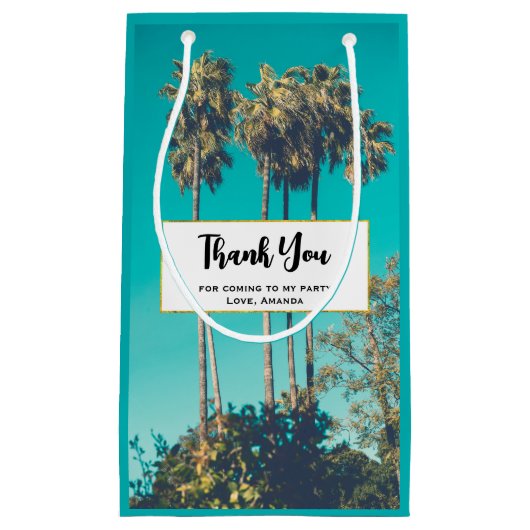 Tropische palmbomen Retro Party Dank u Klein Cadeauzakje (Voorkant)