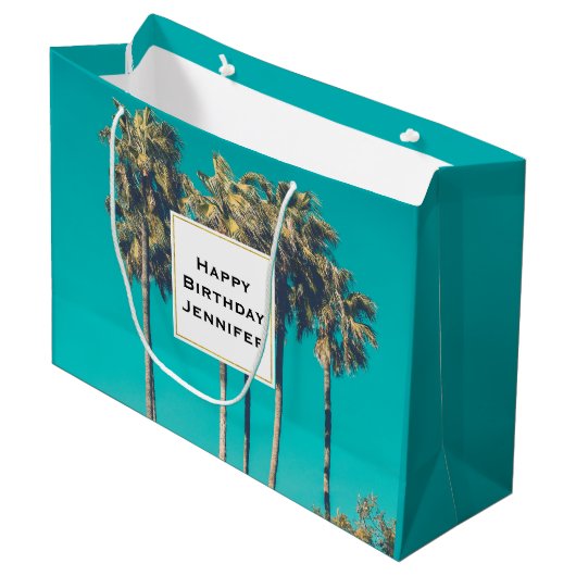 Tropische palmbomen Retro Verjaardag Groot Cadeauzakje (Voorkant Gekanteld)