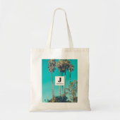 Tropische palmbomen Retro Vibe Monogram Tote Bag (Voorkant)