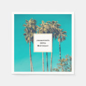 Tropische palmbomen Retro Vibe Verjaardag Servet (Voorkant)