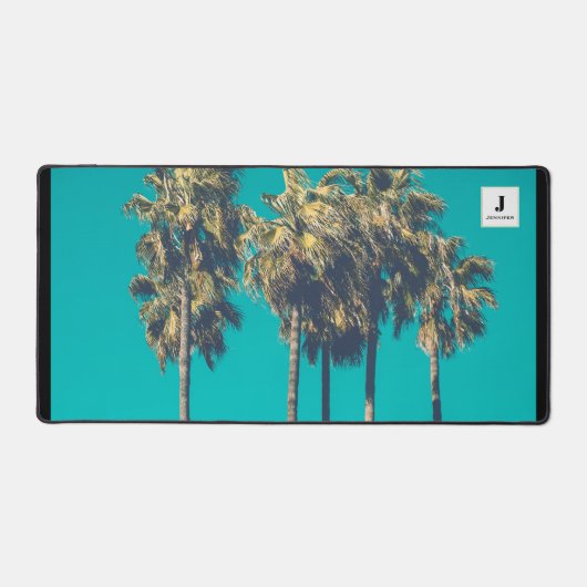 Tropische palmbomen retromonogram bureaumat (Voorkant)
