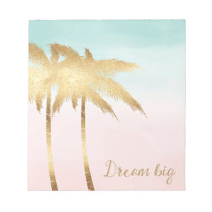 Tropische palmbomen Roze Mint Ombre goud droom gro Notitieblok