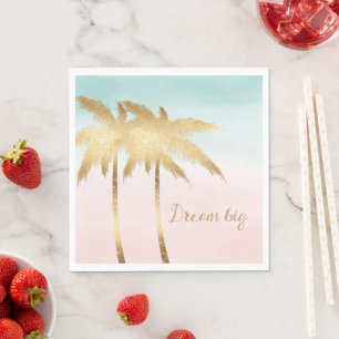 Tropische palmbomen Roze Mint Ombre goud droom gro Servet