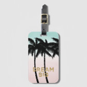 Tropische palmbomen roze munt droom bagagelabel (Voorkant (verticaal))