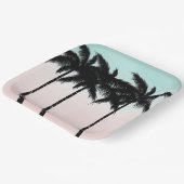 Tropische palmbomen roze munt papieren bordje (Gebogen)
