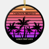 Tropische palmbomen roze zwart aangepaste meisjes keramisch ornament (Voorkant)