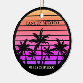 Tropische palmbomen roze zwart aangepaste meisjes keramisch ornament (Links)