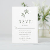 Tropische palmbomen Sage Green Beach Weddenschap RSVP Kaartje (Staand voorkant)