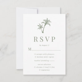 Tropische palmbomen Sage Green Beach Weddenschap RSVP Kaartje