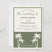 Tropische Palmbomen Sage Green Wedding Foto Kaart (Voorkant)