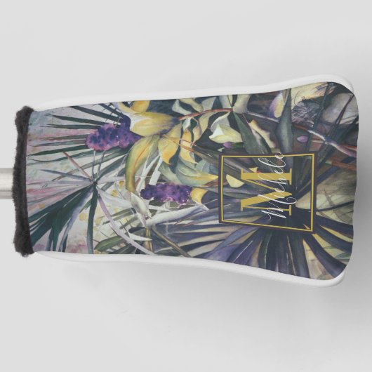 Tropische palmbomen schilderen met monogram golfheadcover (Voorkant)