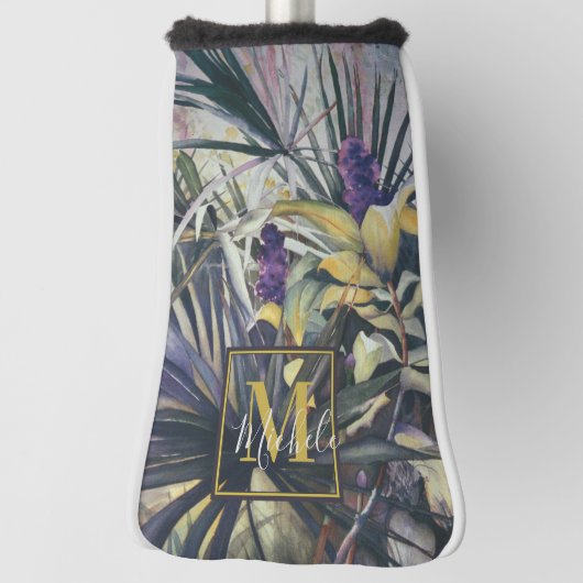 Tropische palmbomen schilderen met monogram golfheadcover (Draai 90)